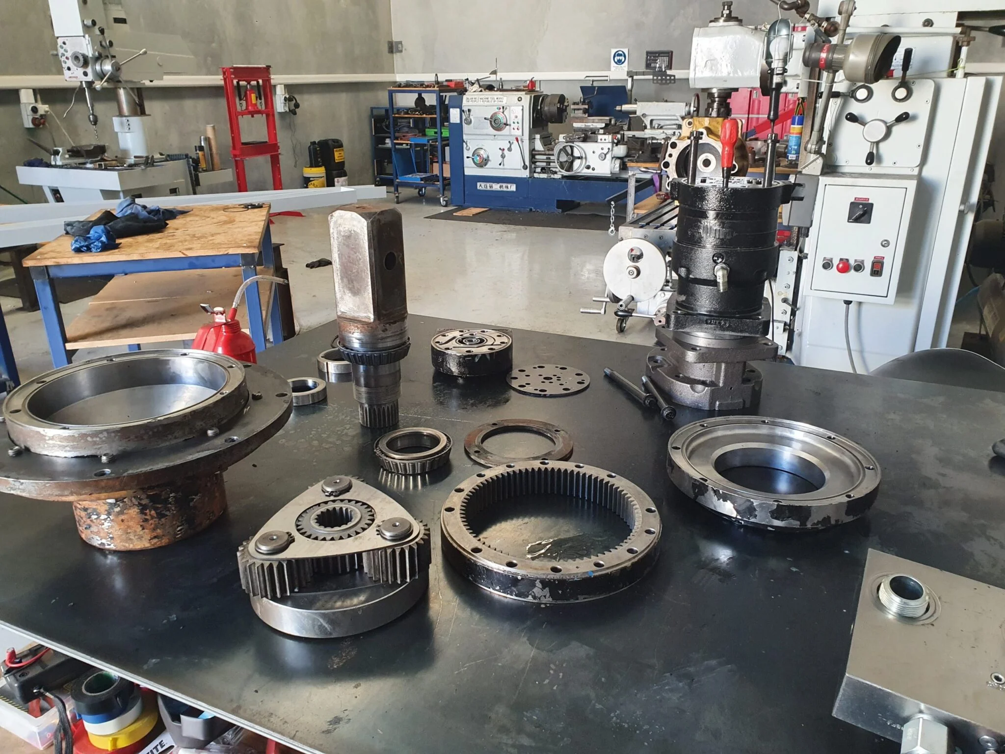 Hydraulic gear pump stripped down for repair at Sydney Hydraulic Centre, Seven Hills